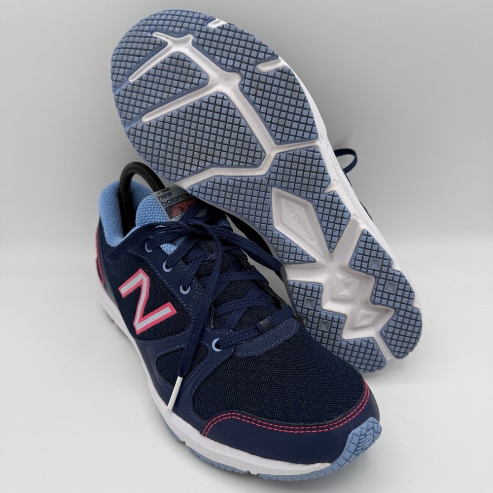 Women's New Balance 577 Navy Blue Pink Athletic Cross Training Size 9.5